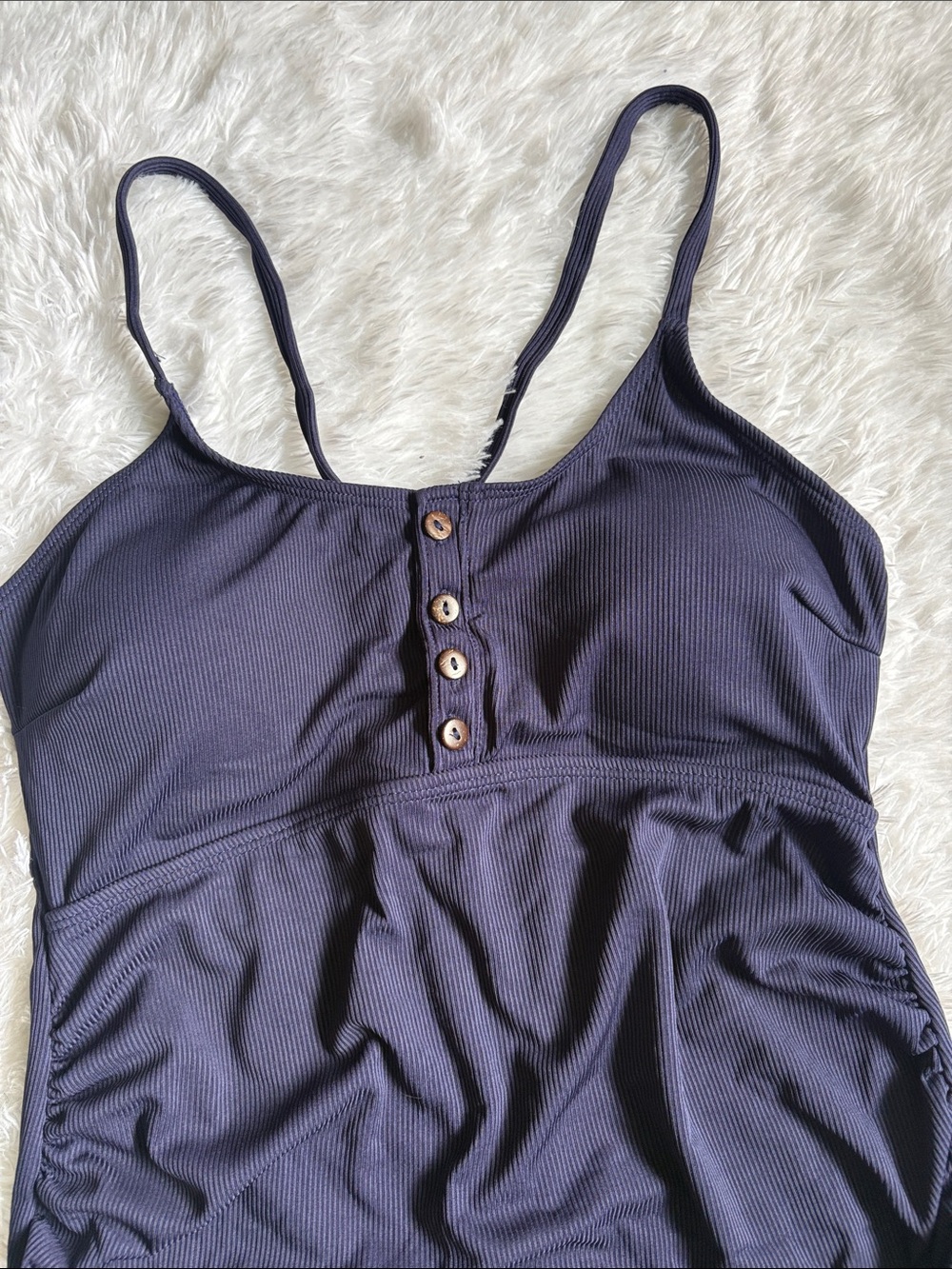 New In Packaging Zando Blue Ribbed Button Front One Piece Swimsuit L Maternity - Picture 3 of 13